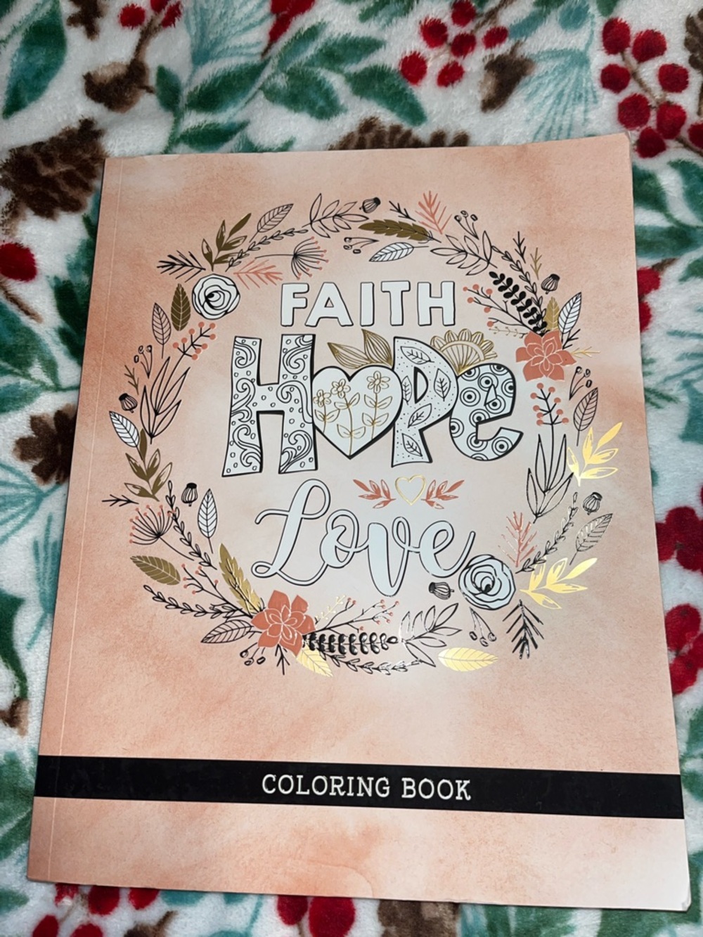 Faith Hope Love Peach Coloring Book and 24 ct markers New!